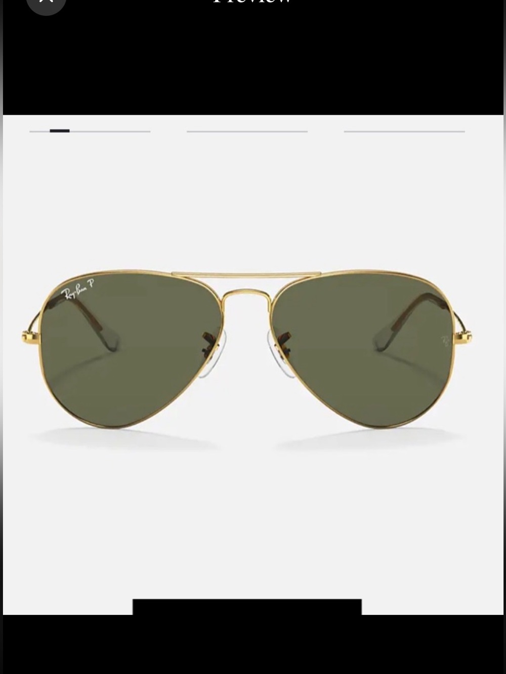 Ray-Ban Gold Frame with Green Lenses Aviator Sunglasses Polarized - Like New